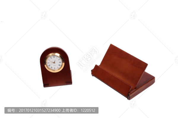 時鐘和開放的商務(wù)名片夾