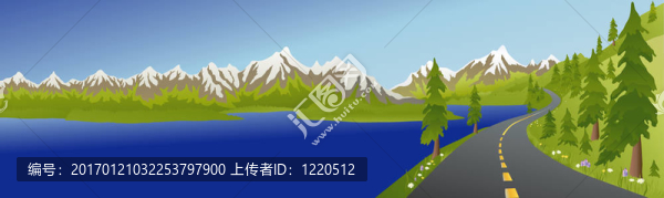 夏季山路與湖心島
