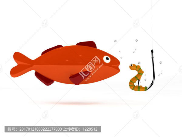 紅的魚(yú)和一只小蟲(chóng)子