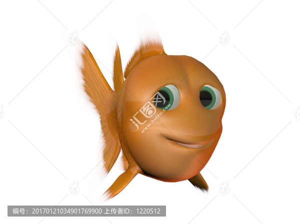 金魚在白色背景下的微笑