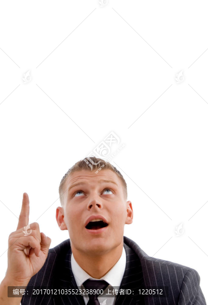 英俊年輕的主管指著向上看