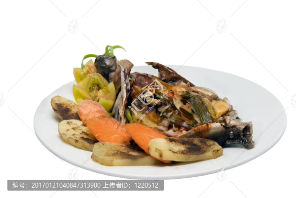 熱帶魚和蔬菜食品盤