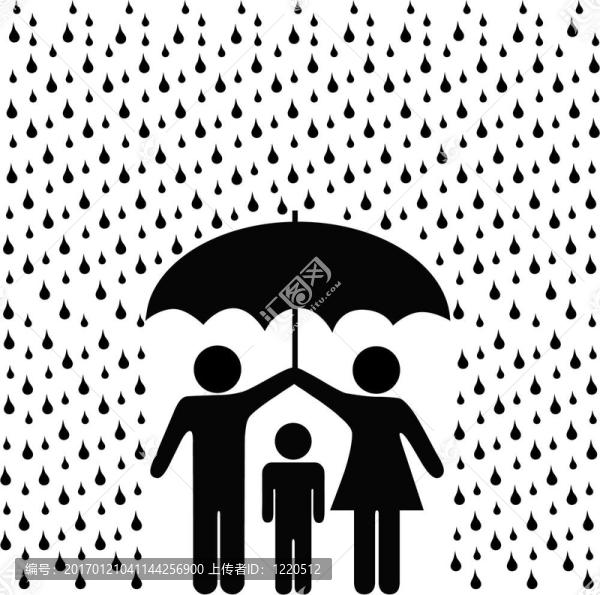 父母用雨傘保護(hù)孩子