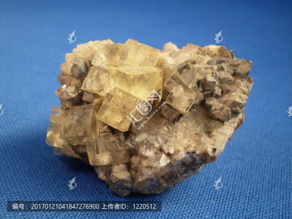 黃色的螢石晶體；希爾頓礦山；scordale；坎布里亞郡；英國(guó)