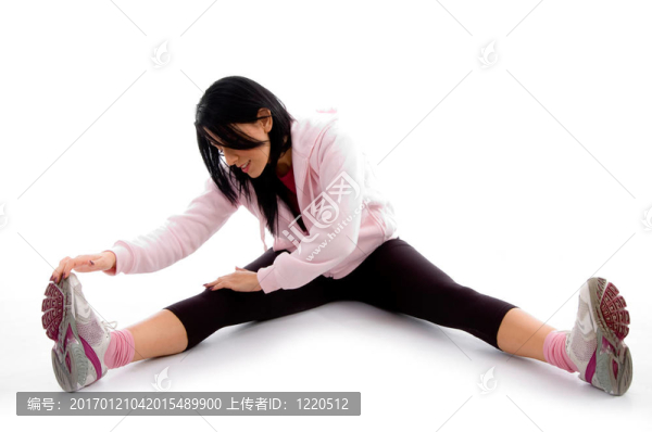 白人背景下鍛煉婦女的正面觀