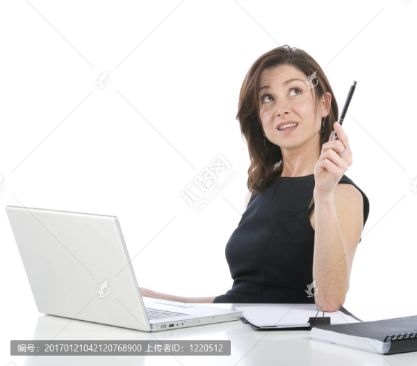 美麗的女商人在她辦公室的指示