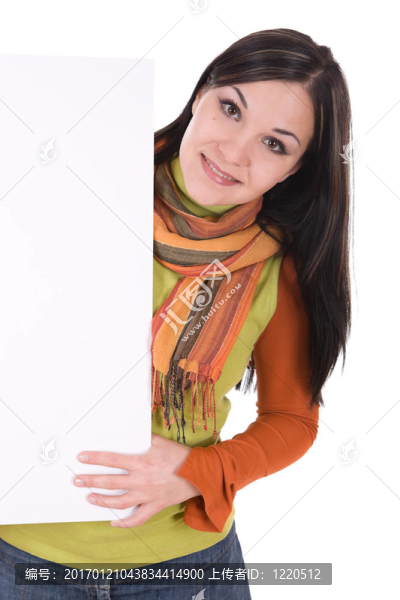 帶空白板的女人
