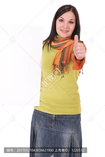 帶空白板的女人