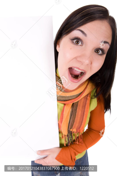 帶空白板的女人