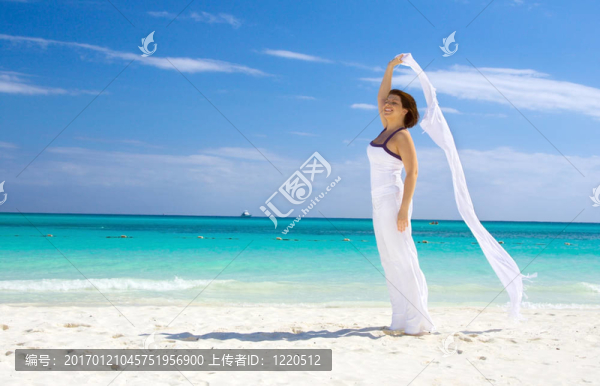 白色紗籠的女人快樂