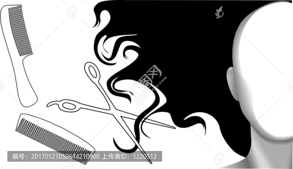 發(fā)型與梳子背景美容剪刀