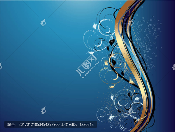 抽象的波浪與花卉裝飾