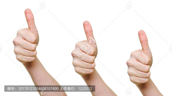 三只手拇指在白色背景上孤立