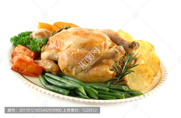 烤雞肉和蔬菜