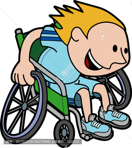 輪椅賽車男孩插畫