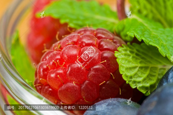 ruspberry藍(lán)莓和薄荷葉；