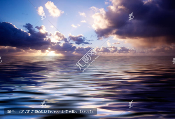 抽象海洋與日落