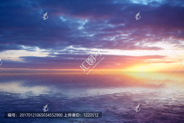 抽象海洋與日落