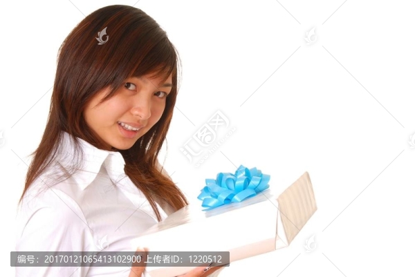 可愛(ài)的亞洲女孩的禮物