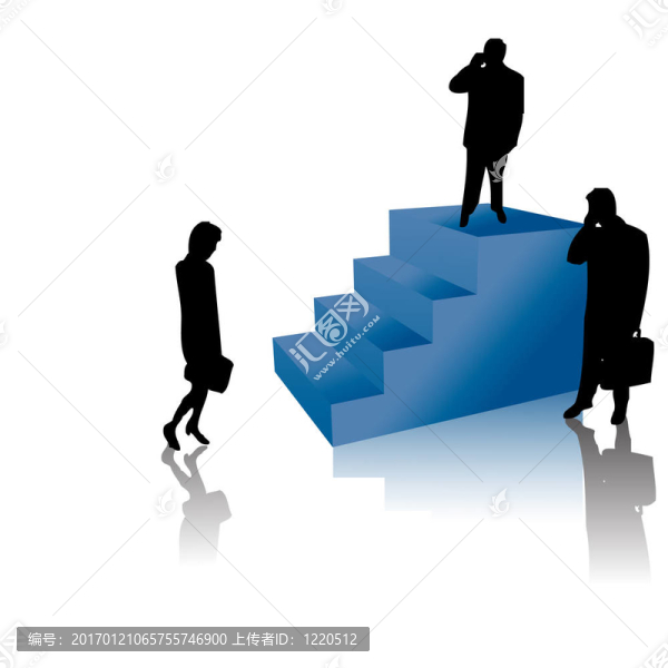 成功的商人在樓梯上