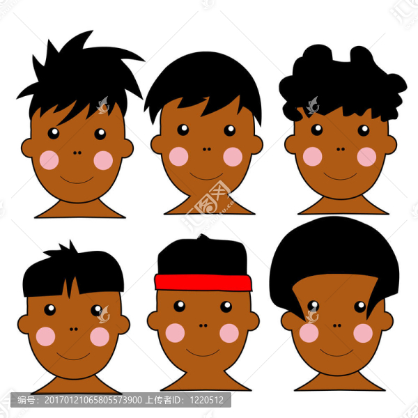 6只可愛的非洲孩子JPEG插圖