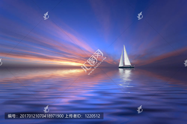 帆船和日落