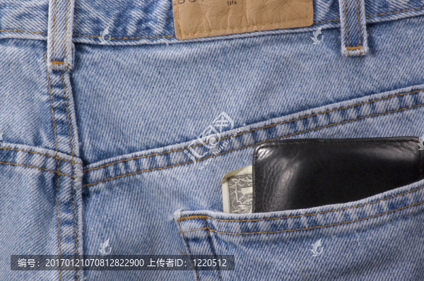 牛仔褲錢包和美元