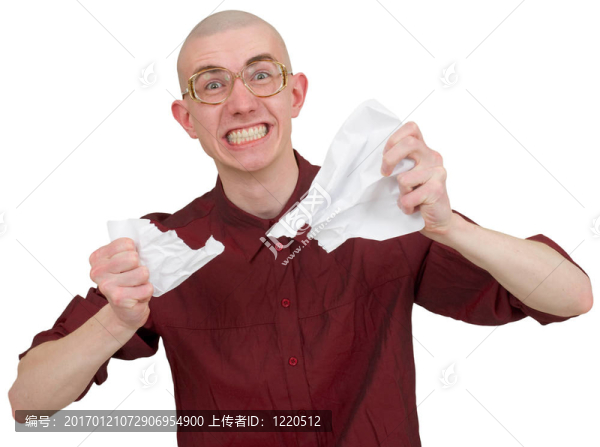 男人撕成碎片的紙