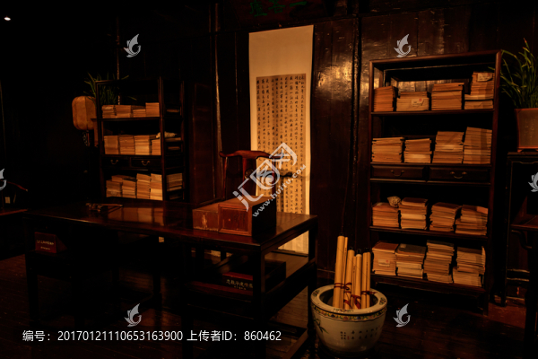 古代書(shū)房?jī)?nèi)景,東明草堂