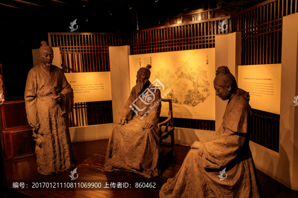 東明草堂,人物塑像,傳統(tǒng)建筑