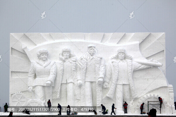 雪雕,雕塑,石油工人,鐵人