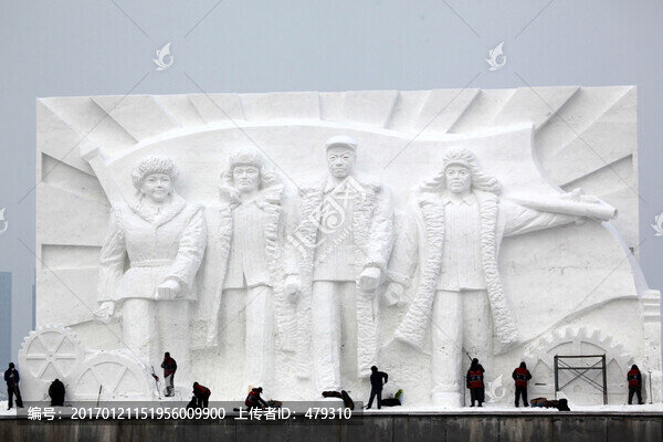 雪雕,雕塑,石油工人