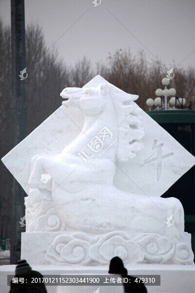 雪雕,雪,冬天,十二屬相,馬