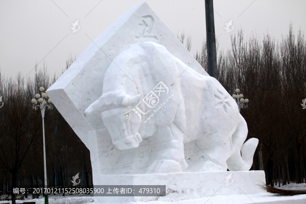 雪雕,雪,冬天,十二屬相,牛