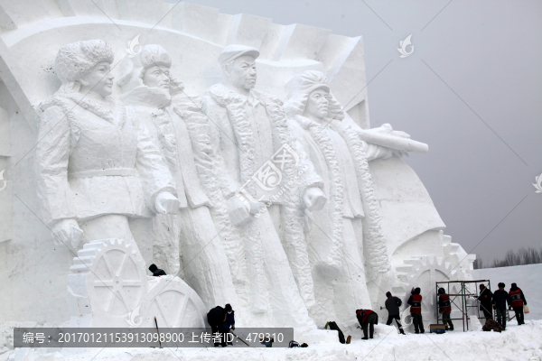 雪雕,雕塑,石油工人,鐵人,雪