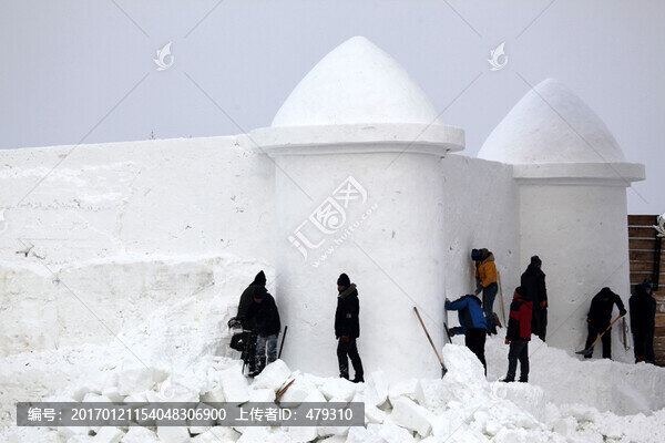 雪雕,雪,冬天,城堡