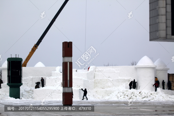 雪雕,雪,冬天,城堡