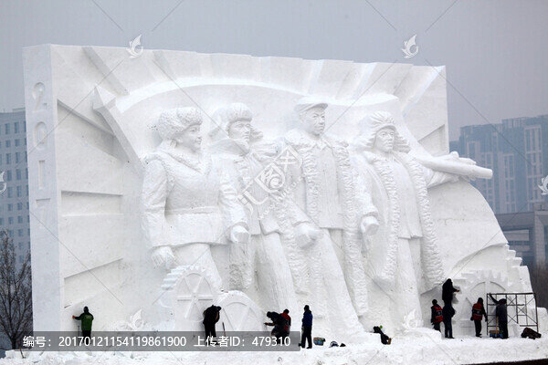 雪雕,雕塑,石油工人