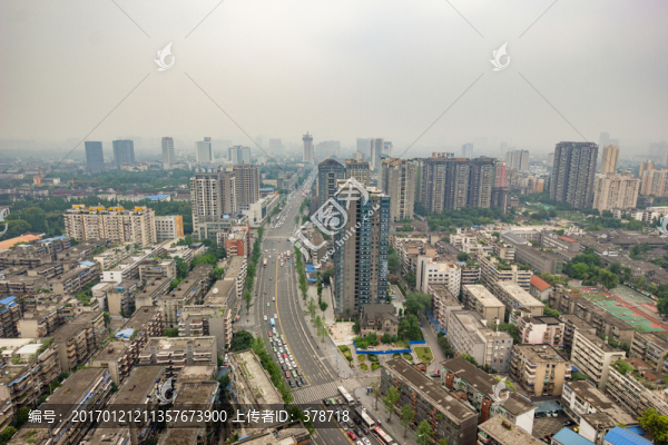 成都市蜀都大道鳥瞰全景