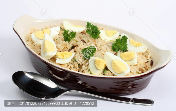 雞蛋和香菜水平Kedgeree,rice