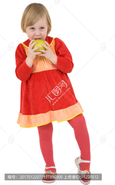 小女孩和綠蘋果