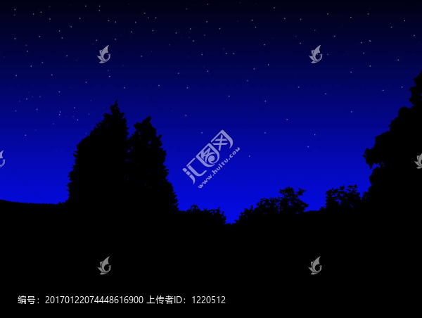 夜晚的樹剪影
