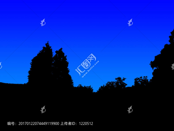 夜晚的樹剪影