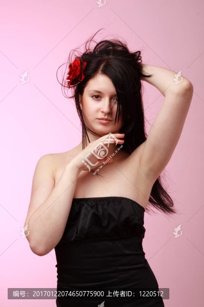 迷人的女人與玫瑰的頭發(fā)