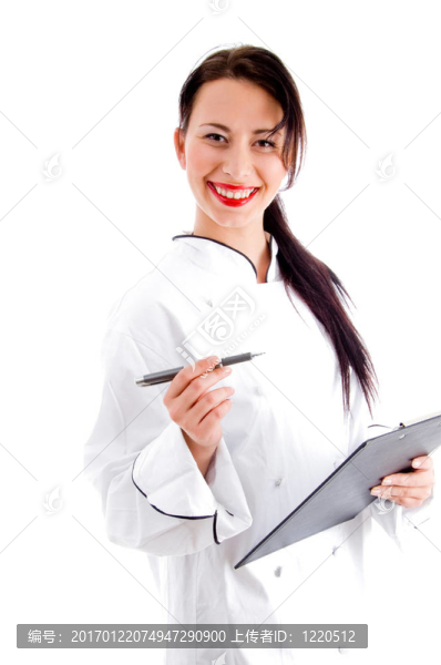 女廚師寫下菜單