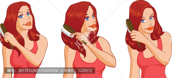 女人梳著她的頭發(fā)