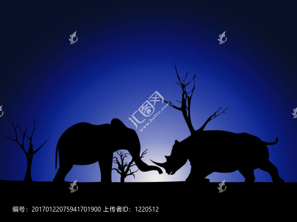 大象和Rhino,Silhouette