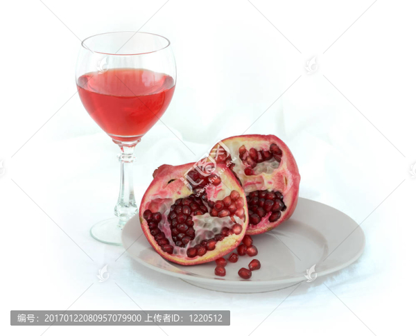 靜物與一杯葡萄酒和石榴