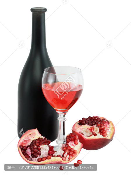 一瓶紅酒和一瓶紅石榴
