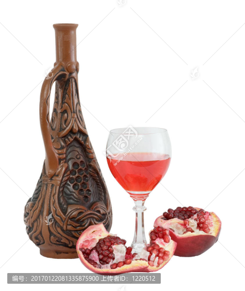 一瓶紅酒和一瓶紅石榴